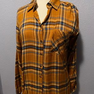 Frayed bottom flannel (mustard): Size S